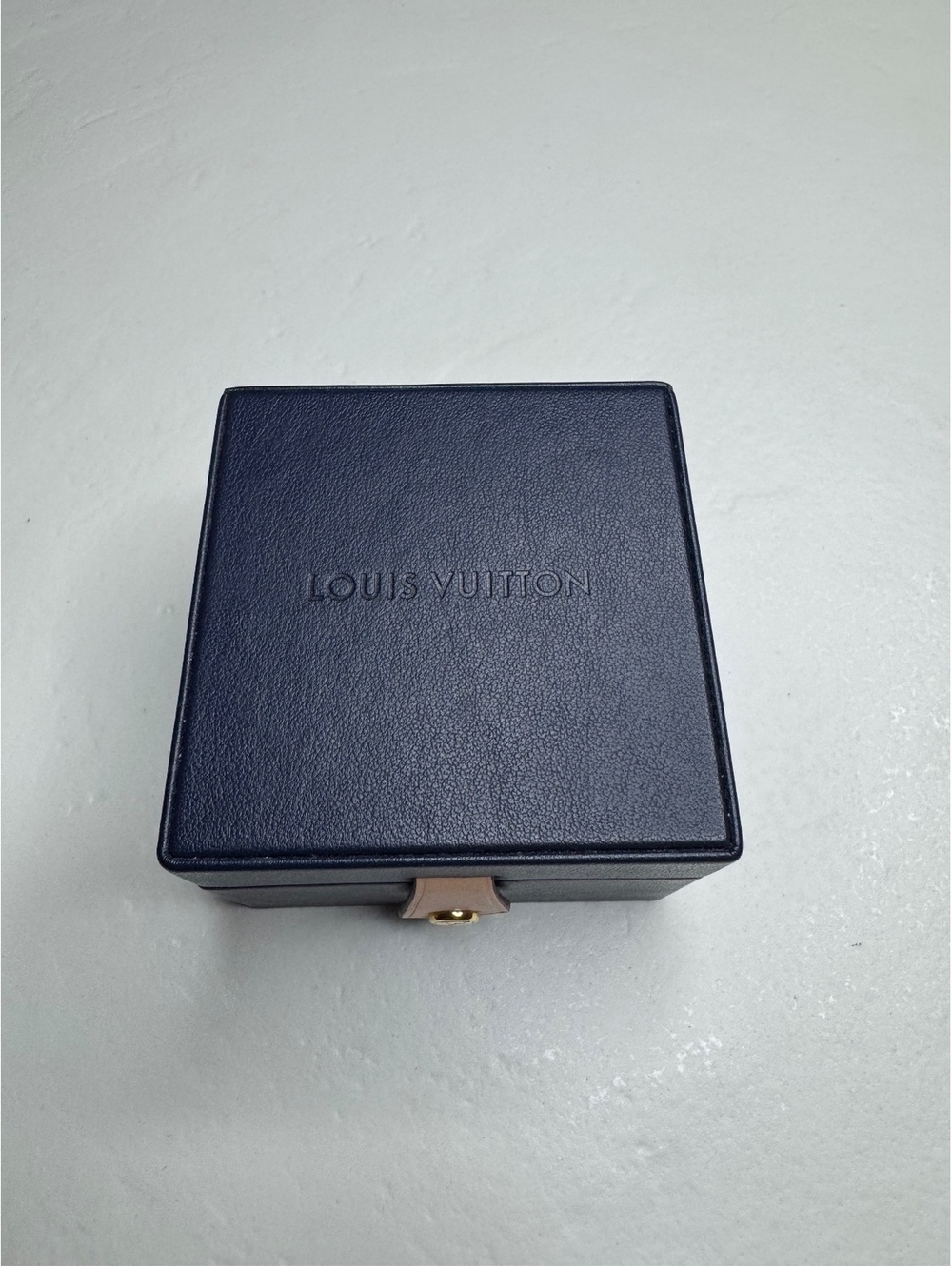 Louis Vuitton Small Jewelry Box in Navy Blue Leather with Gold-tone Hardware